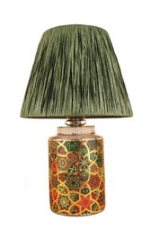 Opviq Lámpara de mesa YL683 verde con tapa de rafia
